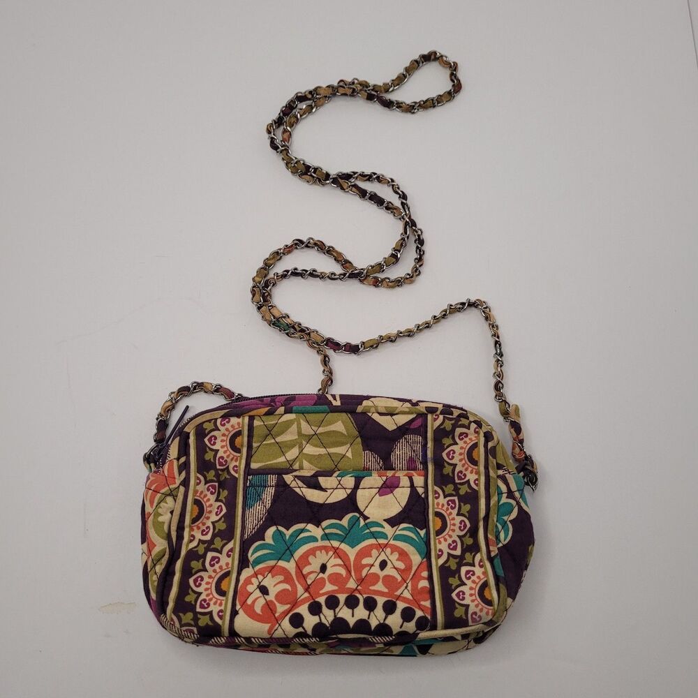 Vera Bradley Purple Floral Hipster Crossbody Bag Purse Chain Strap